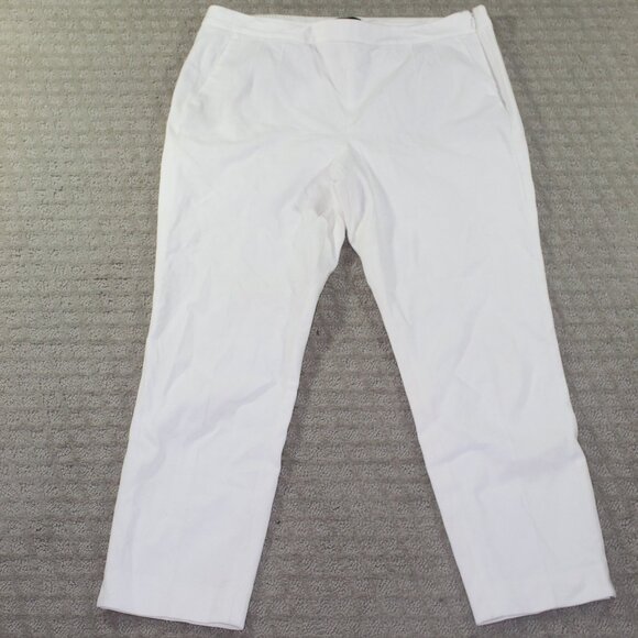 J. Crew Martie Ivory Cropped Length Slim Leg Bi-Stretch Cotton Pant in size 8 - Picture 2 of 8